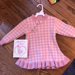 Warm Toddler dress, baby pink